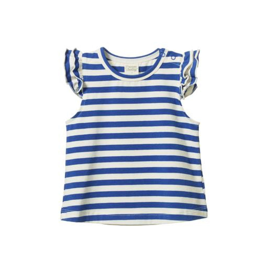 Fleur Tee - Isle Blue Sea Stripe - 6-12m - T-shirt