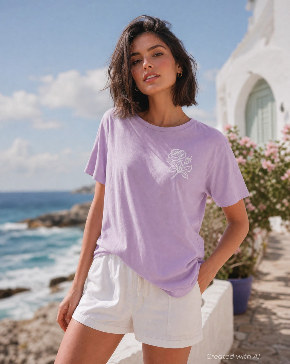Fleurs Wide T-Shirt - Mineral Lavender - T-shirt