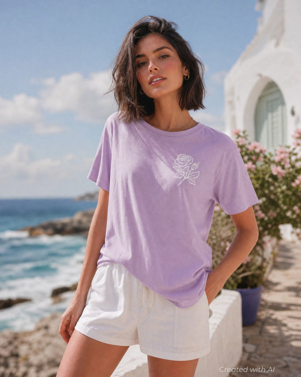 Fleurs Wide T-Shirt - Mineral Lavender - T-shirt