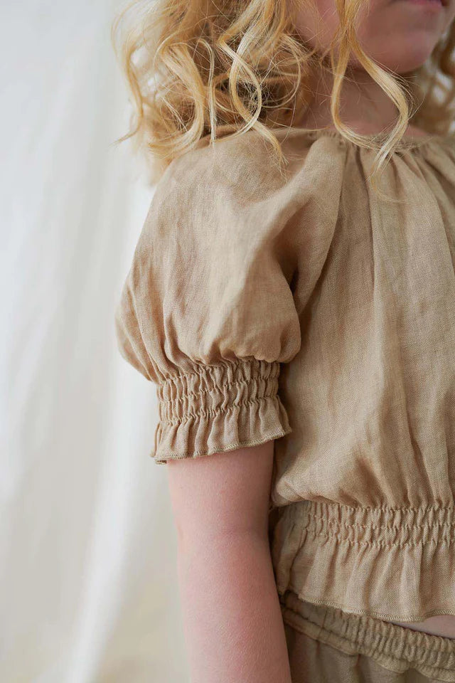 Linen crop top - Sand