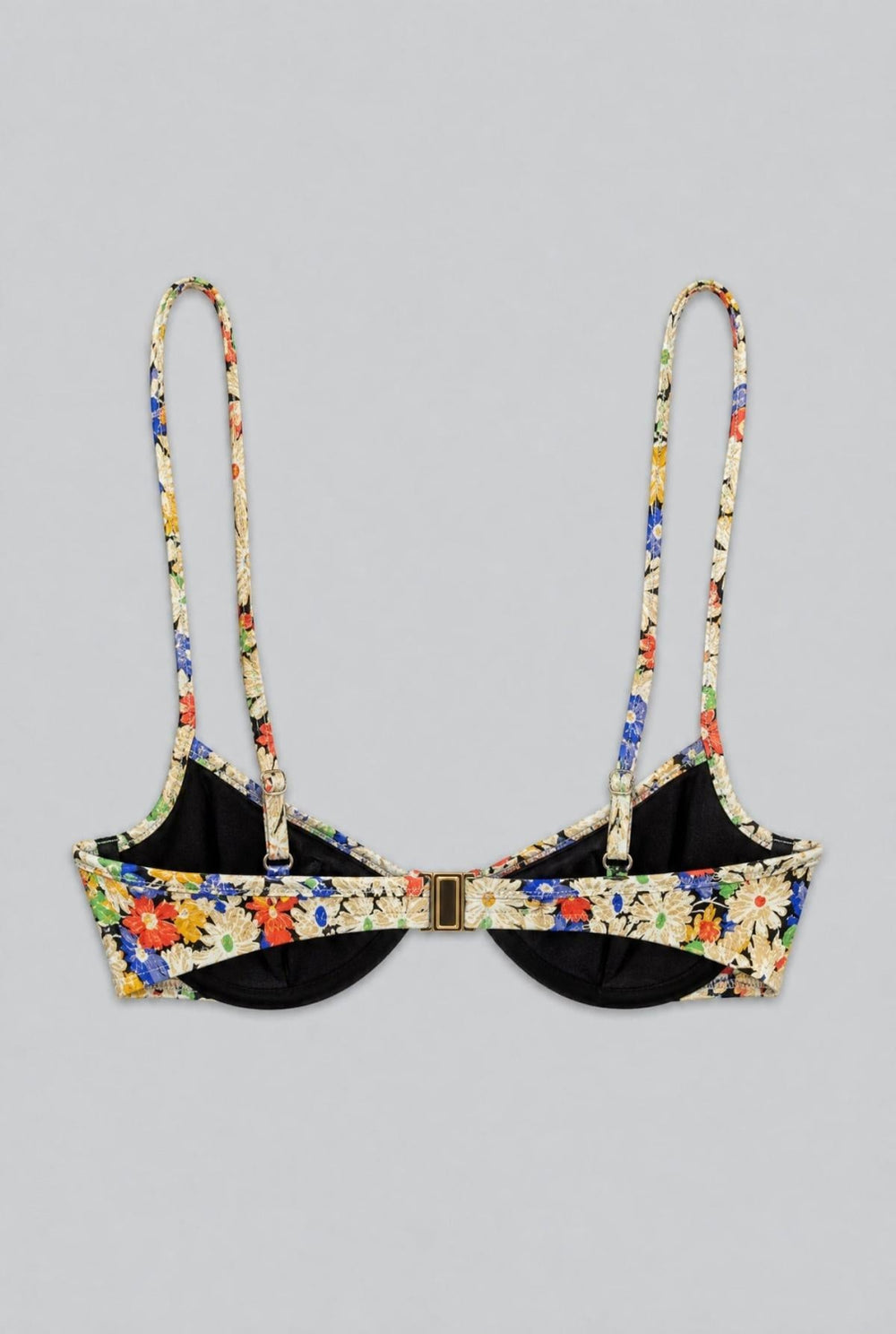 Floral Balconette Bikini Top - Black Combo - Bikini Top