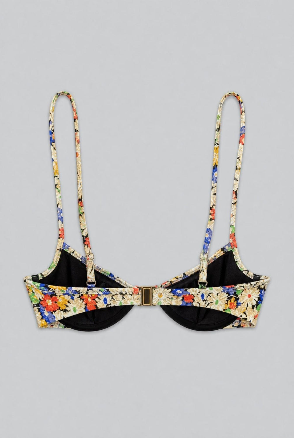 Floral Balconette Bikini Top - Black Combo - Bikini Top
