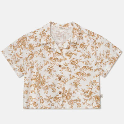 Floral Crop Shirt - Ivory/Oil - Button Down Shirt