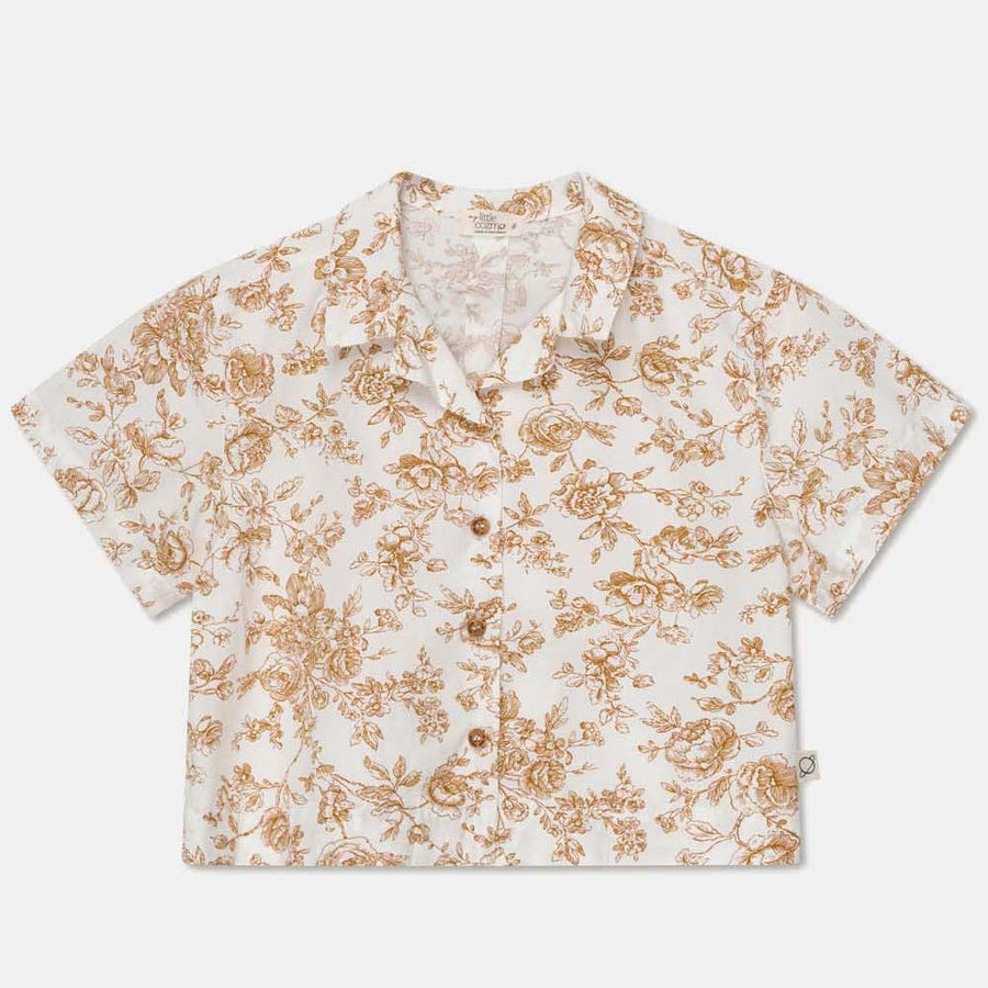 Floral Crop Shirt - Ivory/Oil - Button Down Shirt