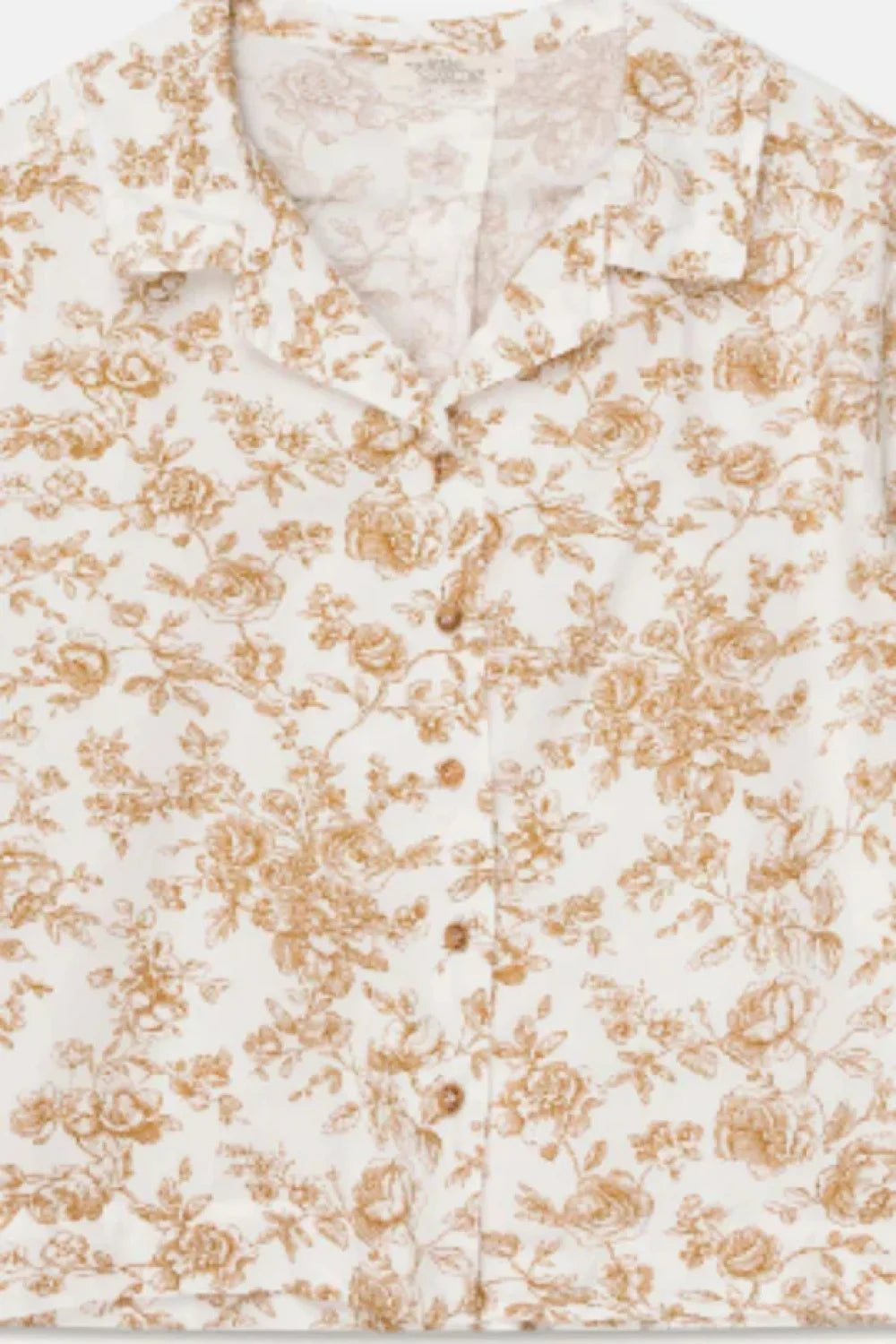 Floral Crop Shirt - Ivory/Oil - Button Down Shirt