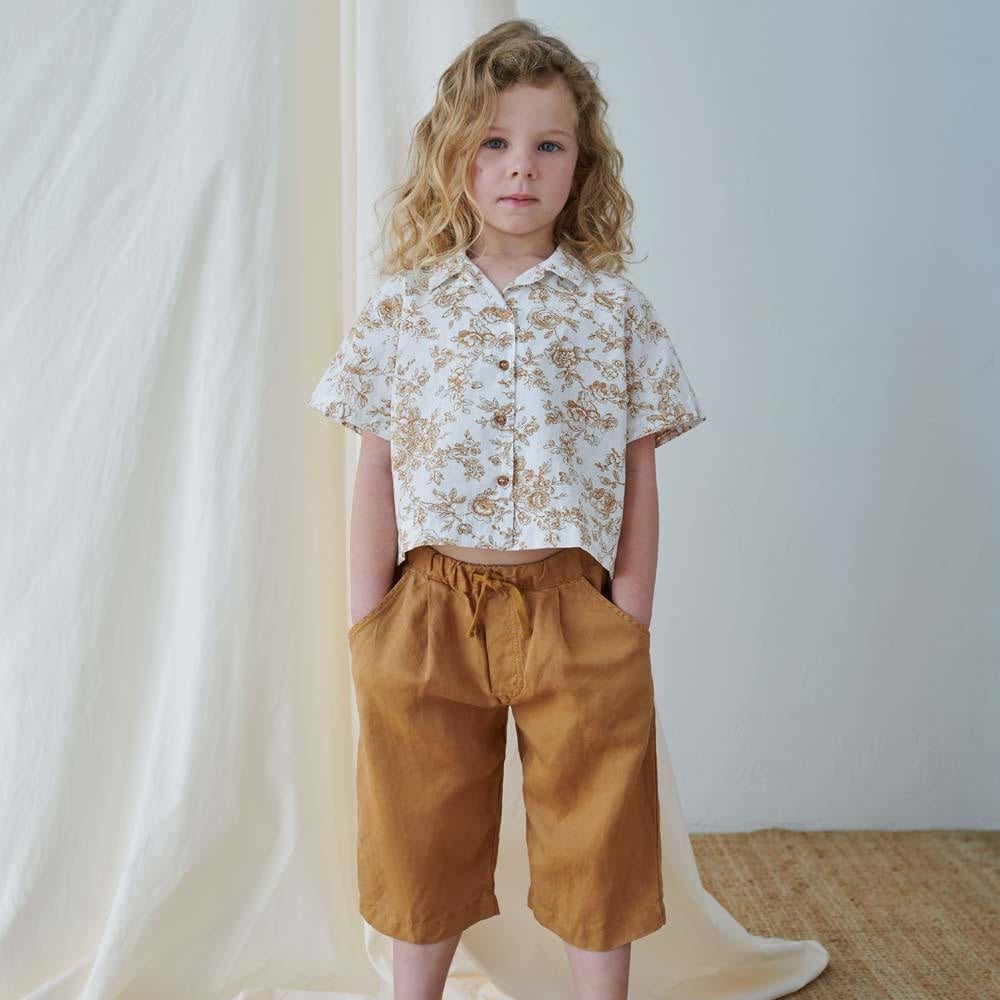 Floral Crop Shirt - Ivory/Oil - Button Down Shirt