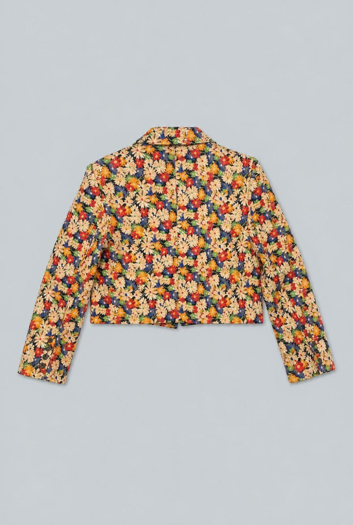 Floral Cropped Blazer - Black Combo - Blazer