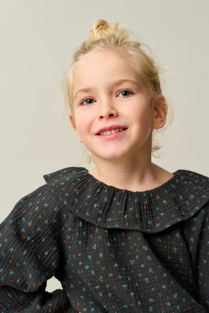 Floral Gauze Blouse - Dark Grey - 6Y - Blouse