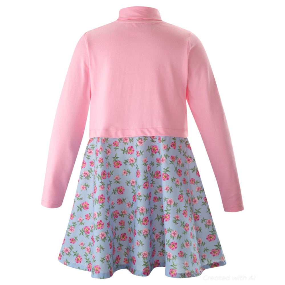Floral Jersey Turtleneck Dress - 14y - Dresses