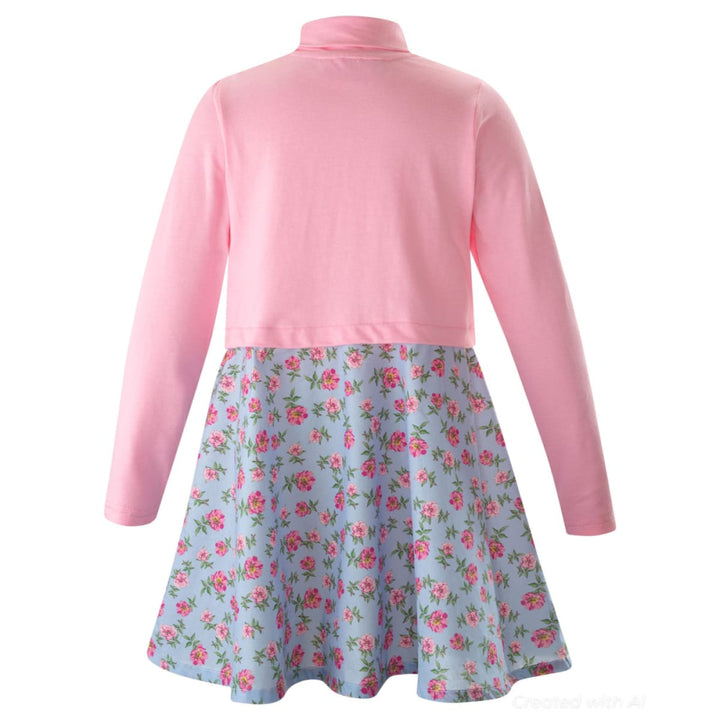 Floral Jersey Turtleneck Dress - 14y - Dresses