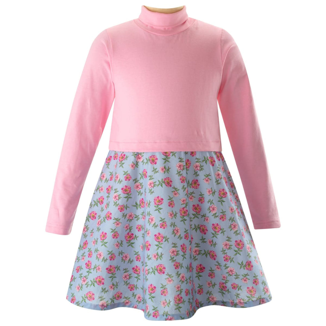 Floral Jersey Turtleneck Dress - 14y - Dresses