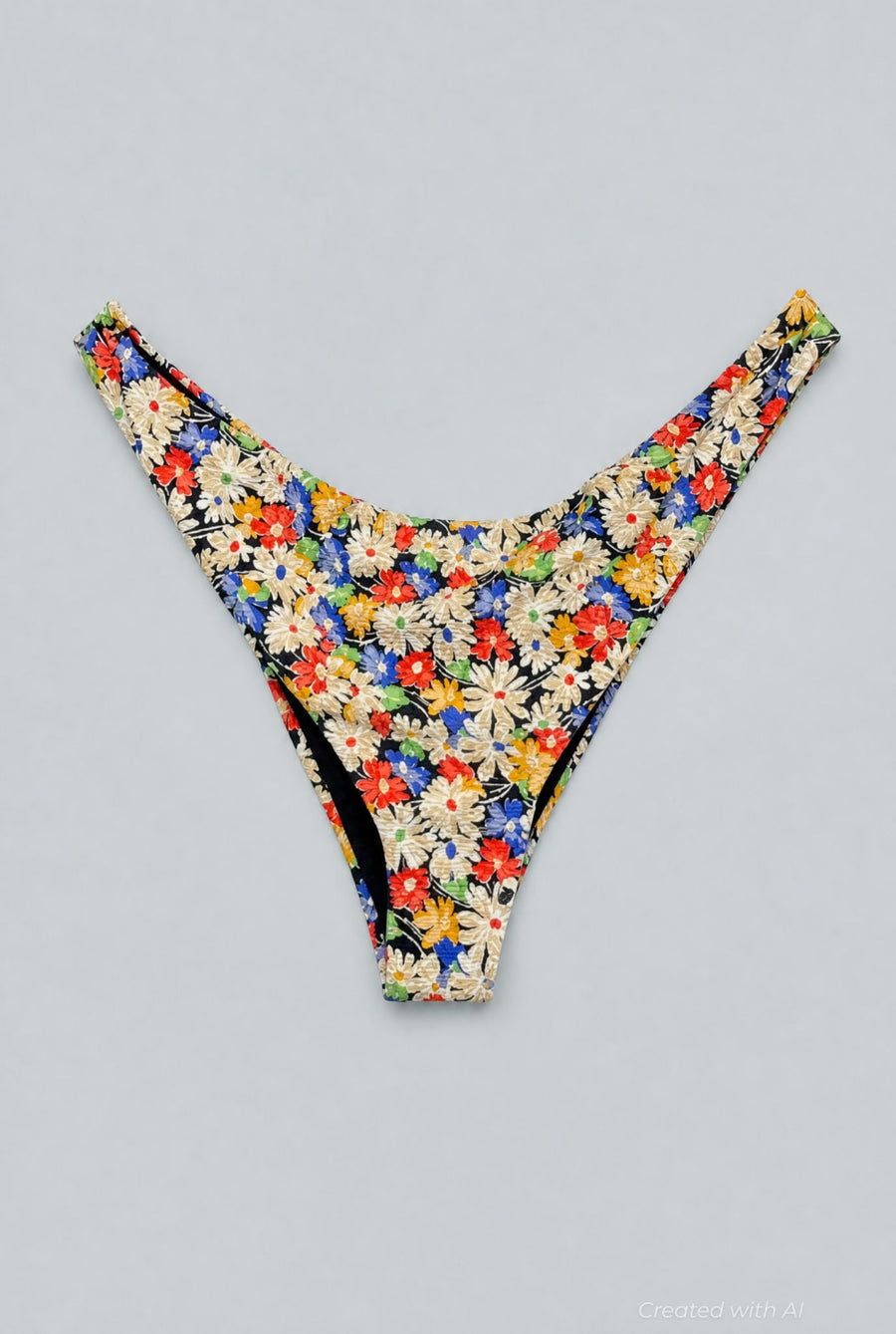 Floral Low Rise Bikini Bottoms - Black Combo - Bikini Bottom