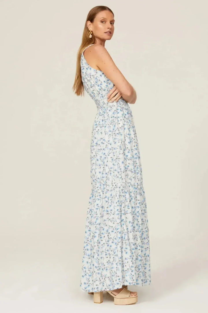 Floral Tiered Maxi Dress - Cream Multi - Dresses