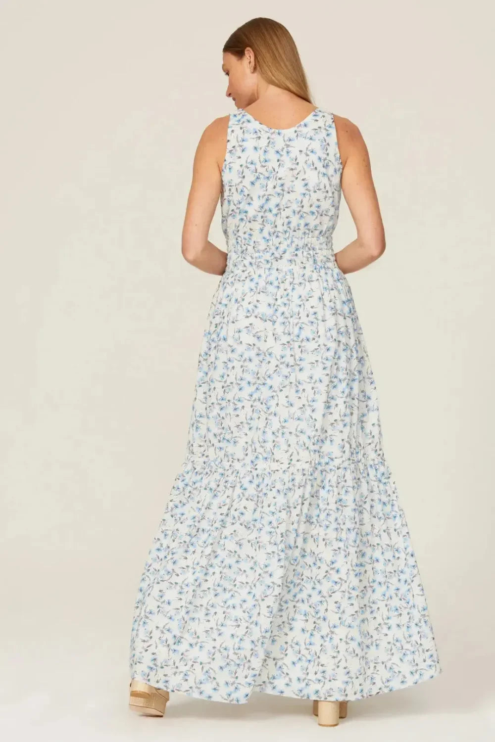 Floral Tiered Maxi Dress - Cream Multi - Dresses