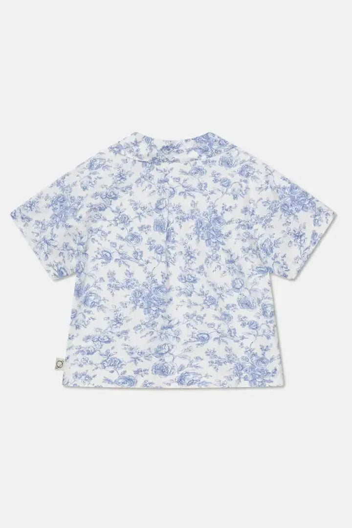 Floral Woman Crop Shirt - Ivory/Blue - Crop Top