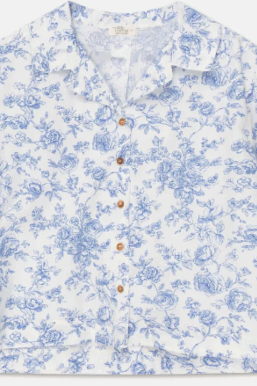Floral Woman Crop Shirt - Ivory/Blue - Crop Top