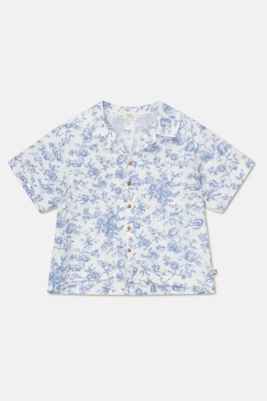 Floral Woman Crop Shirt - Ivory/Blue - Crop Top