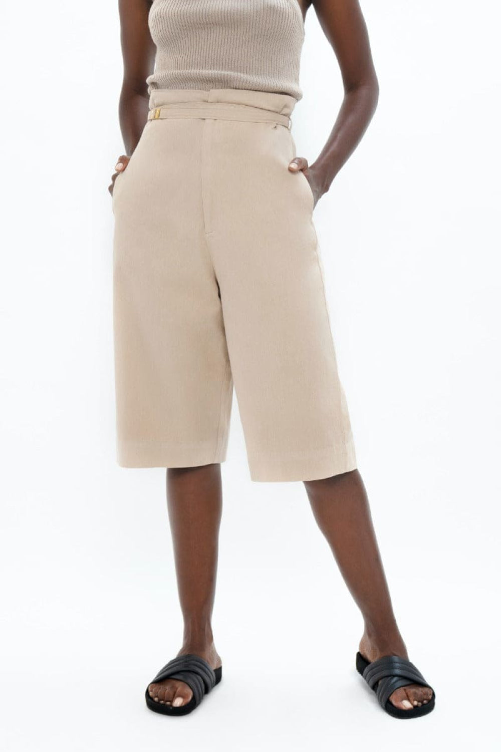 Florence Knee Pants - Sand - L - Bermuda Short