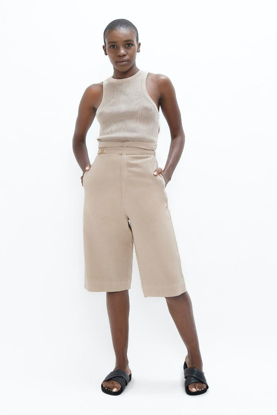 Florence Knee Pants - Sand - L - Bermuda Short
