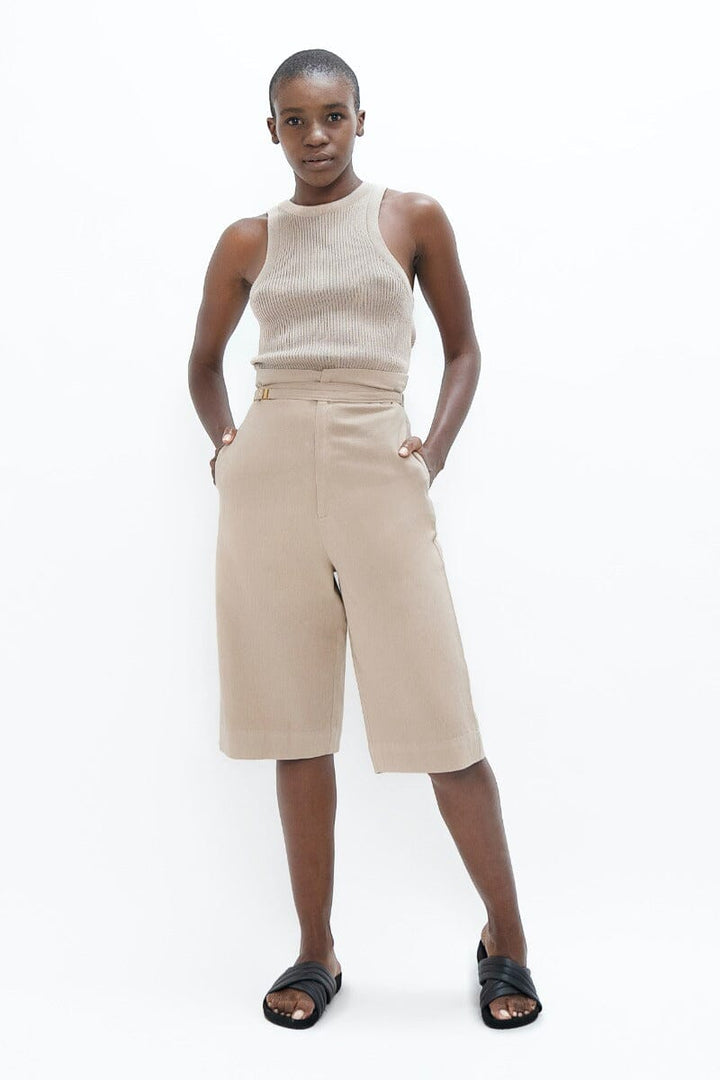 Florence Above Knee Pants - Sand Beige Pants 1 People 