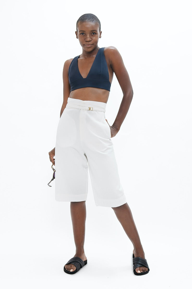 Florence Above Knee Pants - White Dove