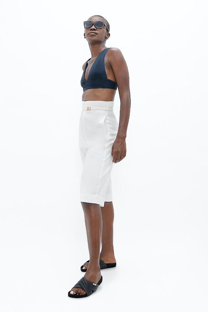 Florence Above Knee Pants - White Dove
