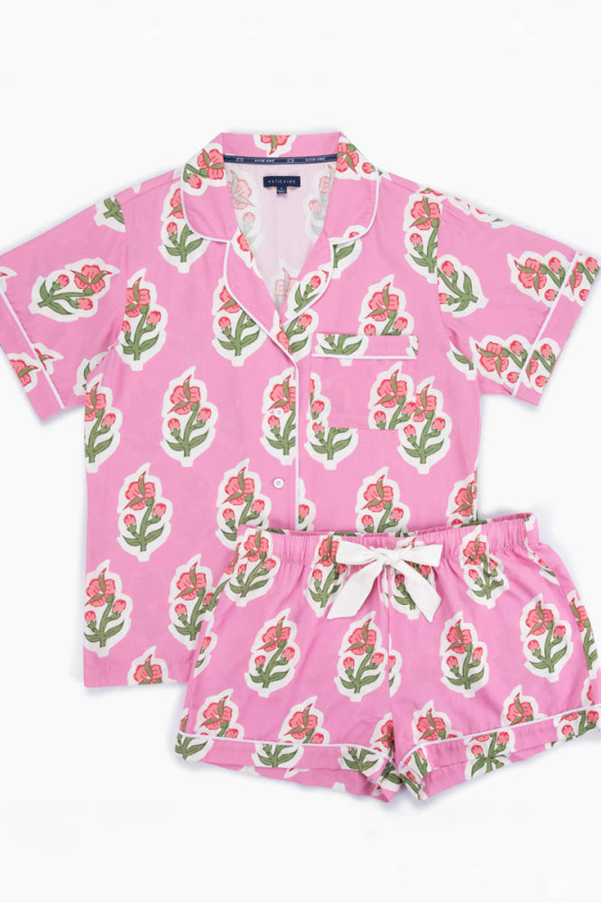 Floret Pajama Shorts Set - Pink - Pajamas