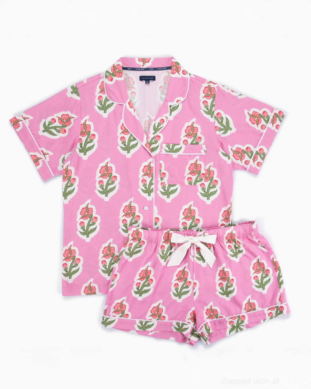 Floret Pajama Shorts Set - Pink - Pajamas