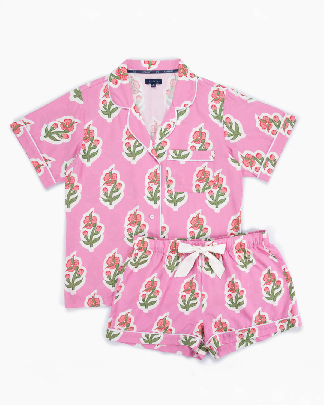 Floret Pajama Shorts Set - Pink - Pajamas