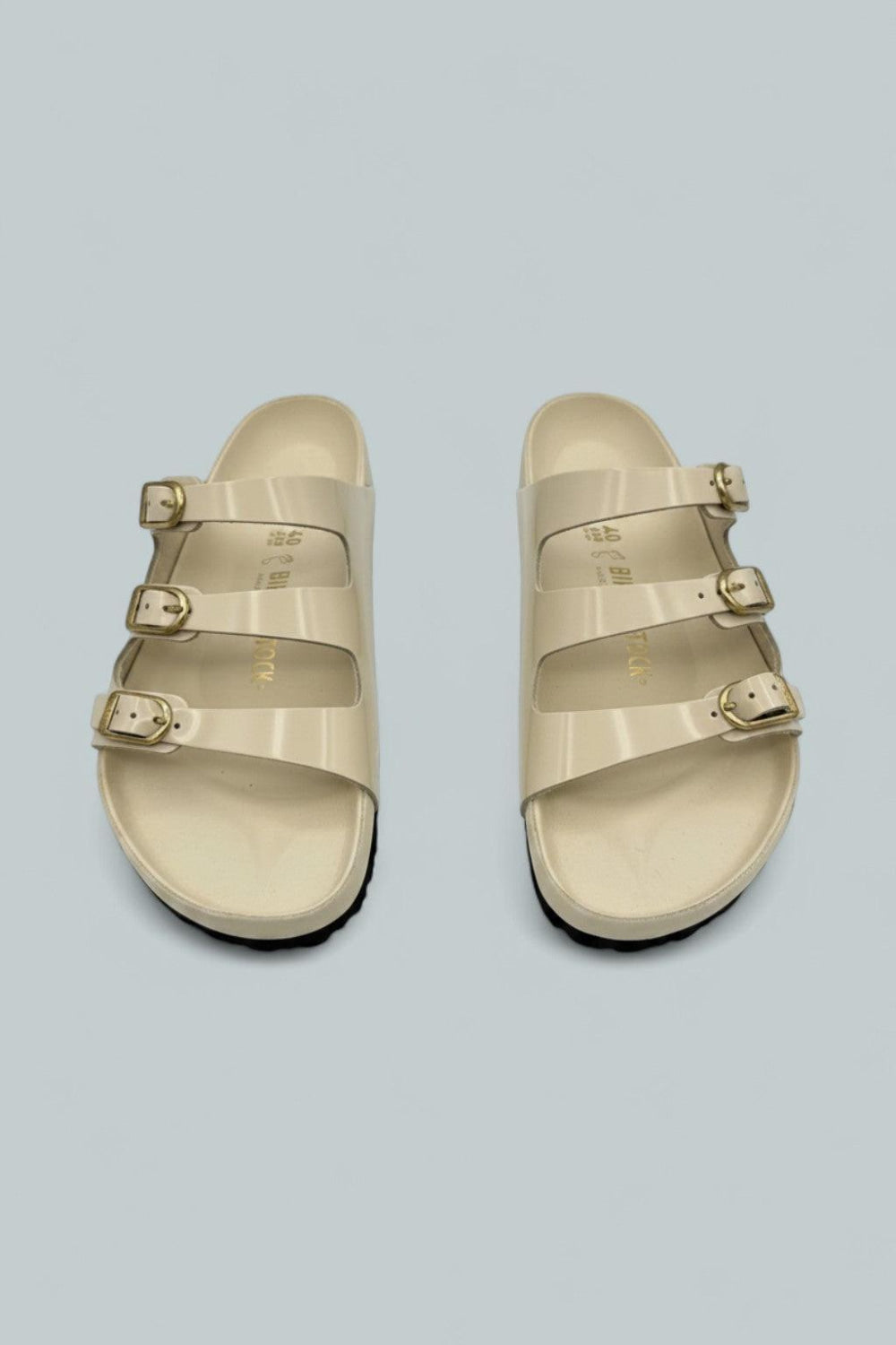 Florida Exquisite Natural Leather Patent Sandals - High Shine Ecru - Sandals