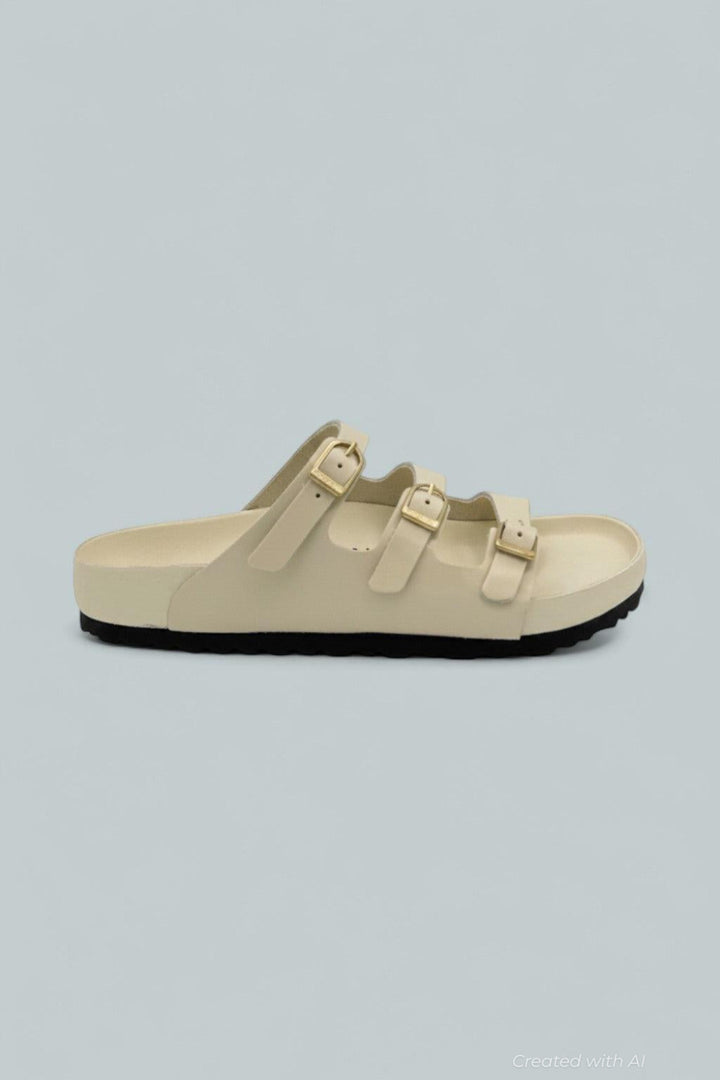 Florida Exquisite Natural Leather Patent Sandals - High Shine Ecru - Sandals