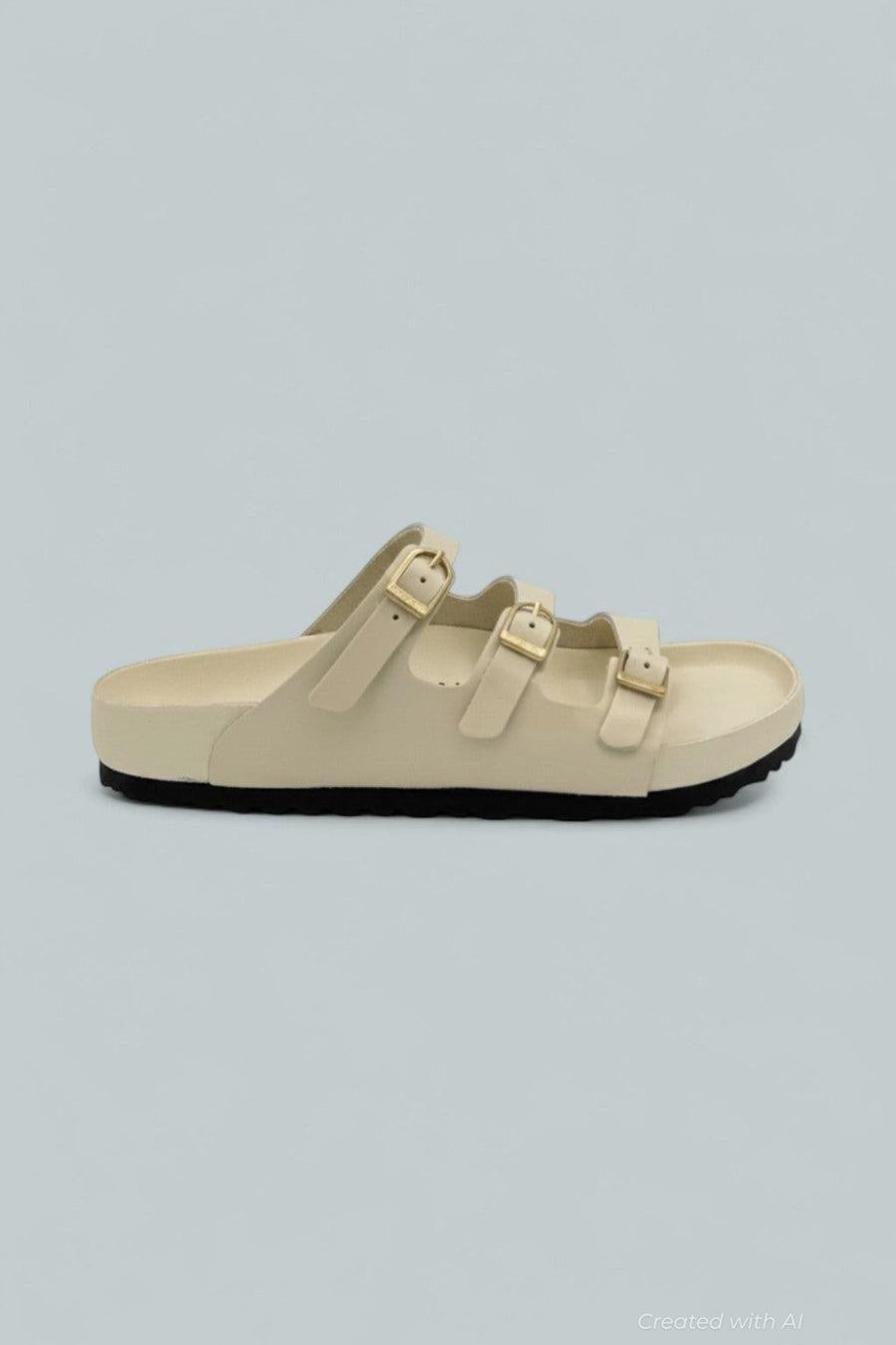 Florida Exquisite Natural Leather Patent Sandals - High Shine Ecru - Sandals