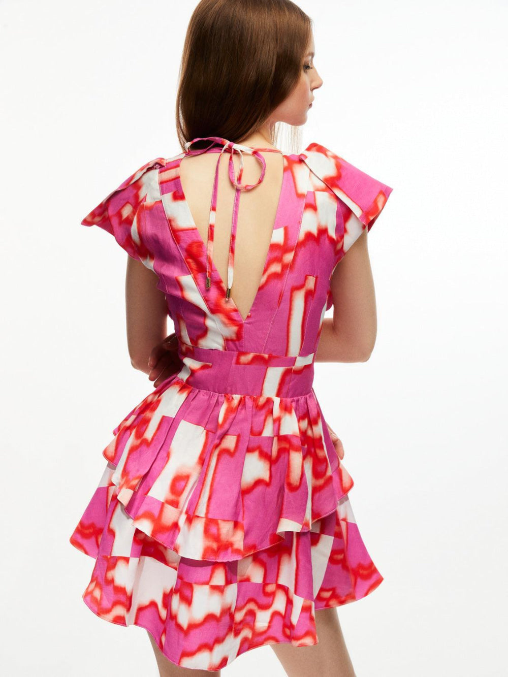Flowy Printed Mini Dress - Multi-Colored - Dresses