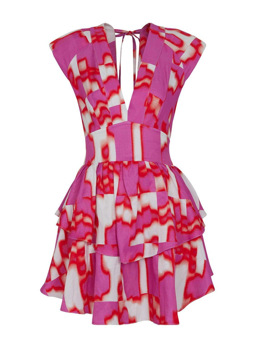 Flowy Printed Mini Dress - Multi-Colored - Dresses