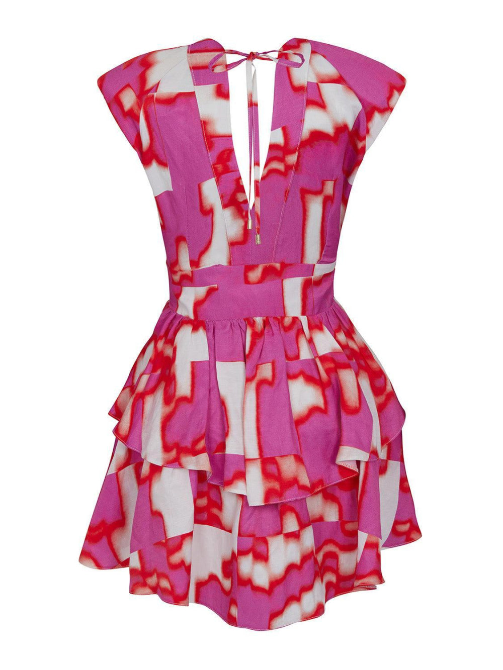 Flowy Printed Mini Dress - Multi-Colored - Dresses