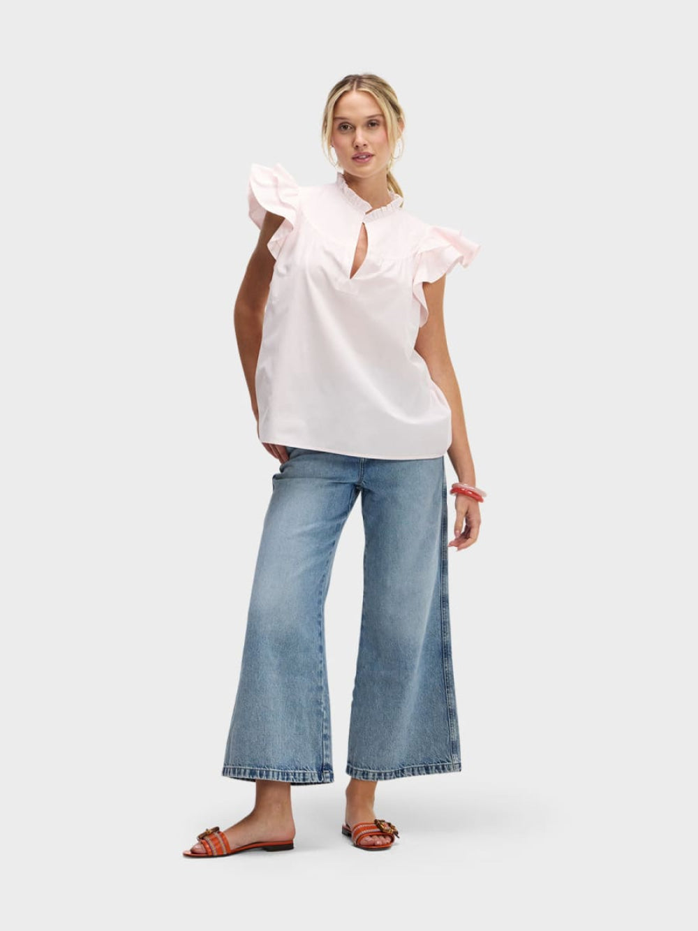 Flutter Sleeve - A Touch Of Pink - Blouse