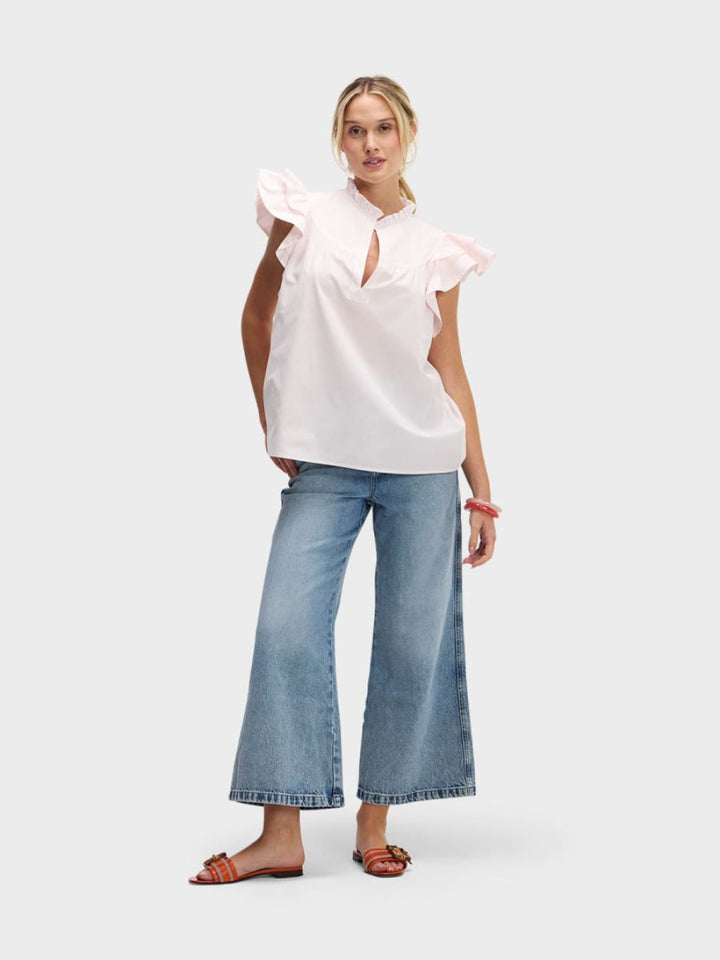 Flutter Sleeve - A Touch Of Pink - Blouse