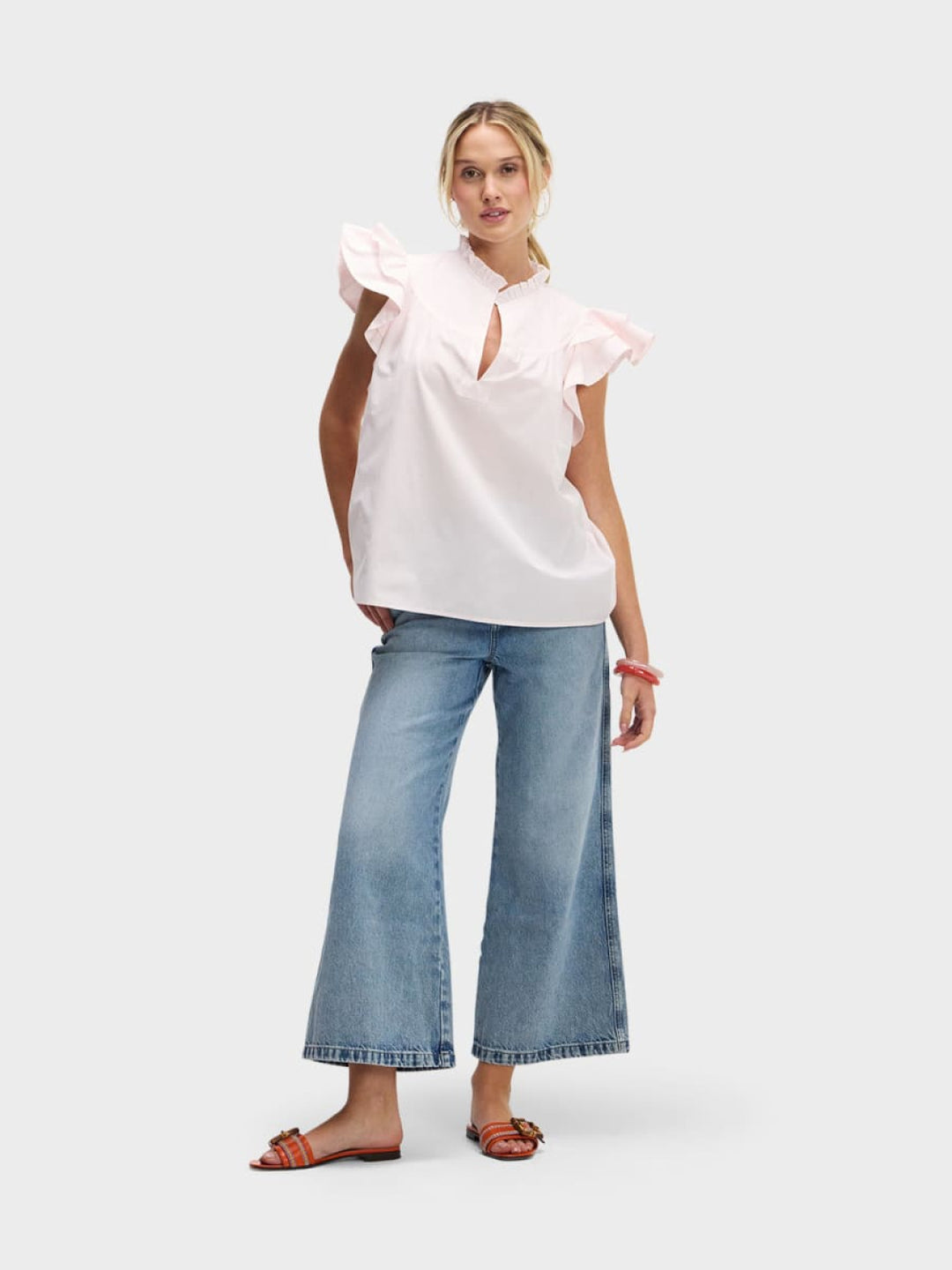 Flutter Sleeve - A Touch Of Pink - Blouse