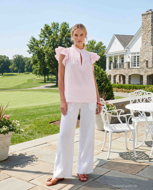 Flutter Sleeve - A Touch Of Pink - Blouse