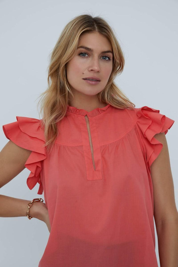 Flutter Sleeve - Coral Queen - Blouse
