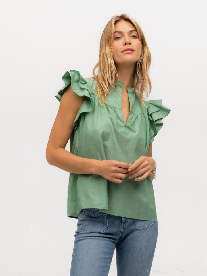 Flutter Sleeve - Lime & Salt Please - Blouse
