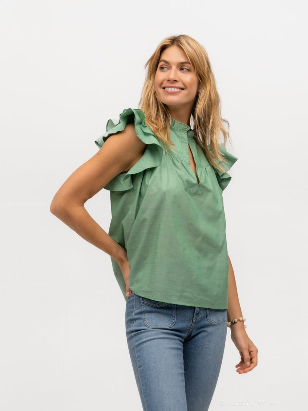 Flutter Sleeve - Lime & Salt Please - Blouse