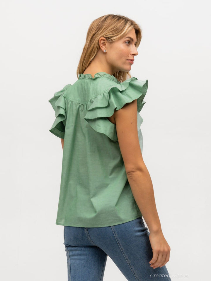 Flutter Sleeve - Lime & Salt Please - Blouse
