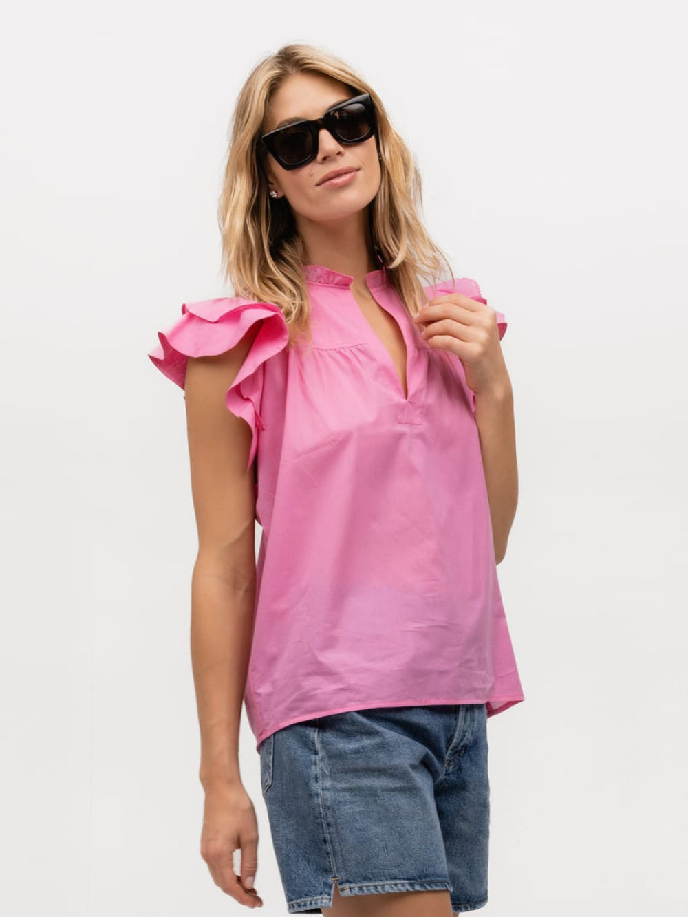 Flutter Sleeve - Pink Sapphire - Blouse