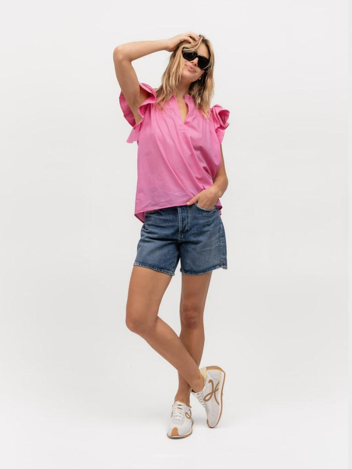 Flutter Sleeve - Pink Sapphire - Blouse