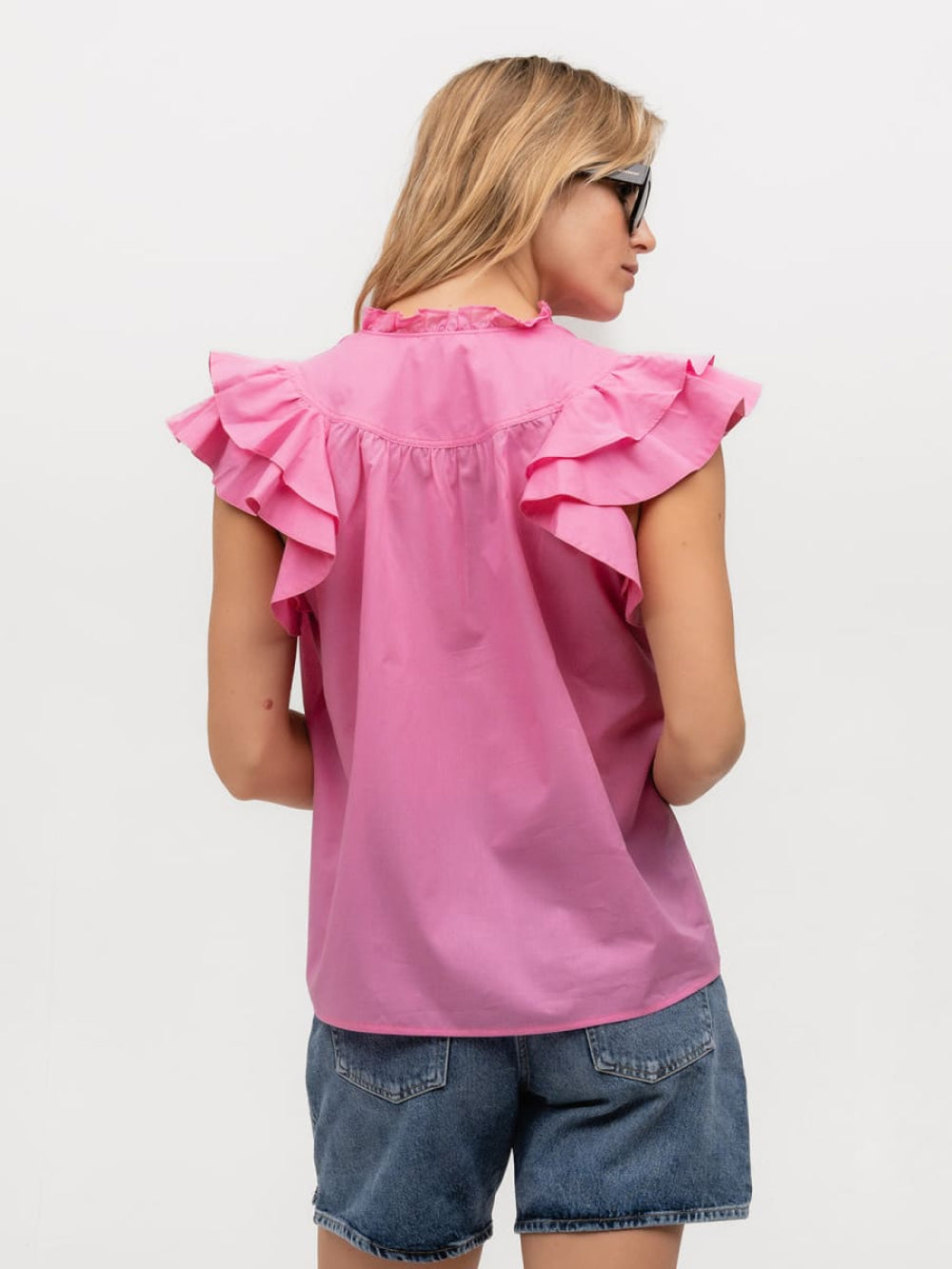 Flutter Sleeve - Pink Sapphire - Blouse