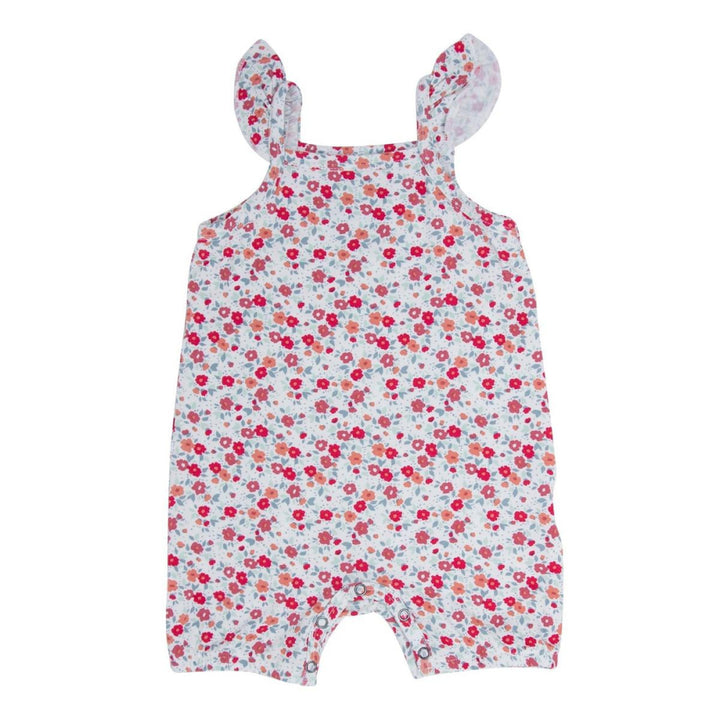 Flutter Sleeve Romper - Crimson Floral - Romper