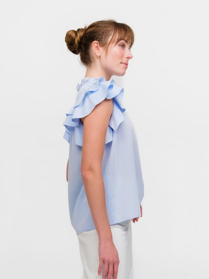Flutter Sleeve - True Blue - Blouse