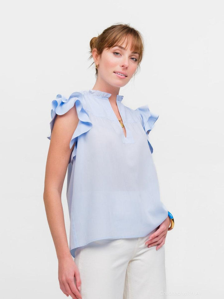 Flutter Sleeve - True Blue - Blouse