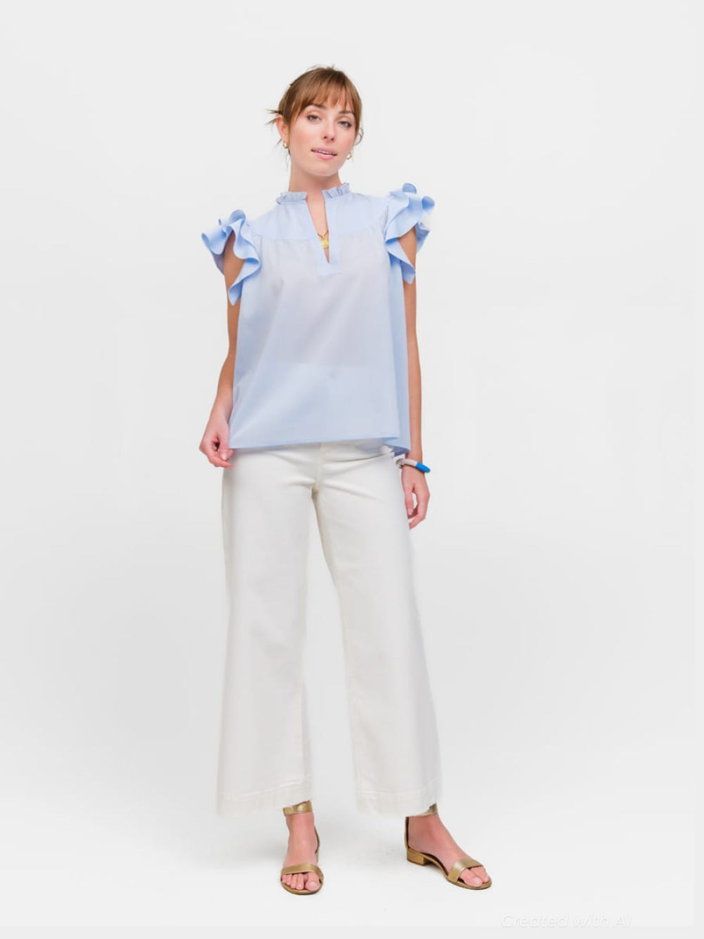 Flutter Sleeve - True Blue - Blouse